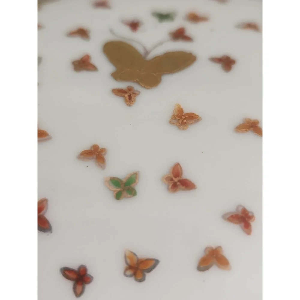 Vth Antq Ardalt Porcelain Butterflies Trinket Box Gold Handpainted Oval Gift